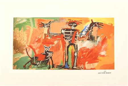 D'apres Jean Michel Basquiat BOY AND DOG IN A JOHNNYPUMP fototipo...