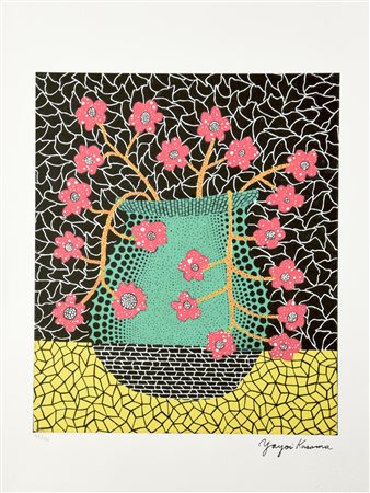 Da Yayoi Kusama VASO DI FIORI eliografia, cm 38x28; es. 99/150 tiratura e...