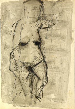 Ernesto Tavernari NUDO FEMMINILE tecnica mista su carta, cm 50x33 firma sul...