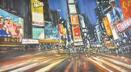 Francesco Grassi NEW YORK olio su tela, cm 45x80 firma sul retro: firma e titolo