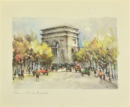 Delaunaj ARC DE TRIOMPHE stampa su carta, cm 30x36 firma