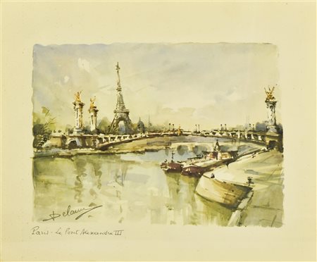 Delaunaj LE PORT ALEXANDRE III stampa su carta, cm 30x36 firma