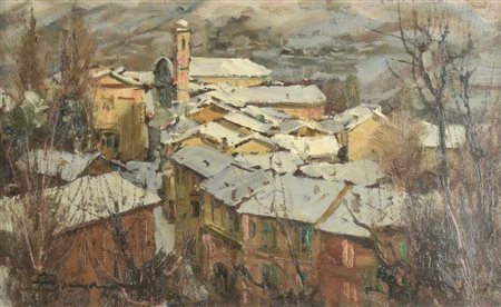 Arturo Bonanomi VIOLA (CUNEO) olio su masonite, cm 24x39 firma sul retro:...