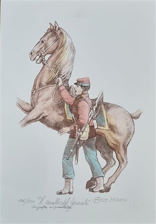 MIGANI CARLO Cattolica (Italia) 2022 Il Cavallo del Generale Serigrafia...