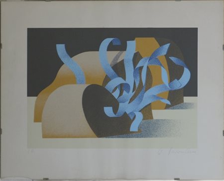 Wilhelm Beuermann "Senza titolo" 
litografia a colori - prova d'artista
cm 40x50