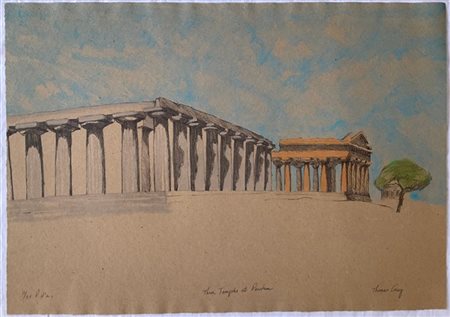 Thomas Corey "Three temples at Paestum" 1983
litografia a colori
cm 54,5x78
firm
