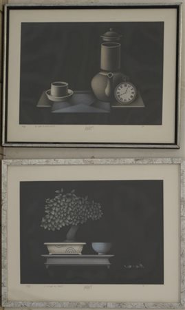 Mario Avati "Le cafe du petit matin - L'instant du sakè" 1980-81
due acqueforti