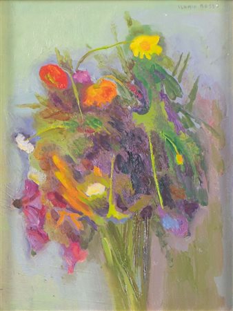 ILARIO ROSSI (Bologna 1911 - 1994) "Vaso di fiori". Olio su tela. Cm 38,5x29....