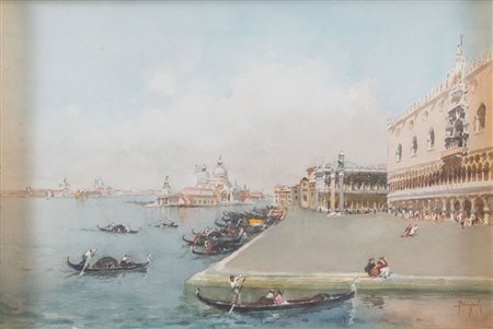 EMANUELE BRUGNOLI (Bologna 1859 - Venezia 1944) "Venezia". Acquerello su...