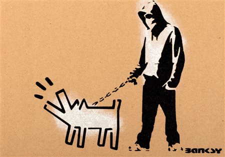 Banksy (Bristol 1974)  - Haring dog for Dismaland, 2015