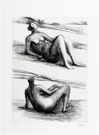 Henry Moore (Castleford 1898-Perry Green 1986)  - Two reclining figures, 1978