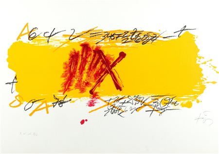 Antoni Tapies (Barcellona 1923-2012)  - Giallo e rosso