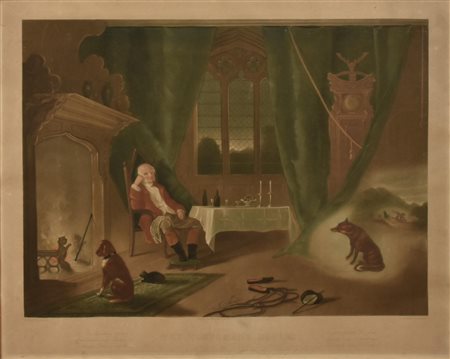 Scuola del XIX secolo THE HUNTSMAN'S DREAM stampa, cm 56x70 dipinto da E....