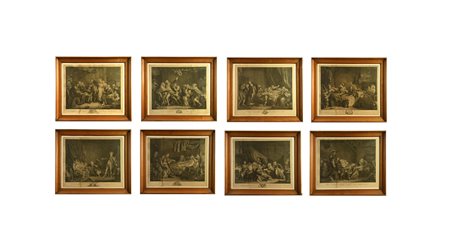 Scuola Francese del XIX secolo SCENE STORICHE E ALLEGORICHE stampe, cm 72x86...