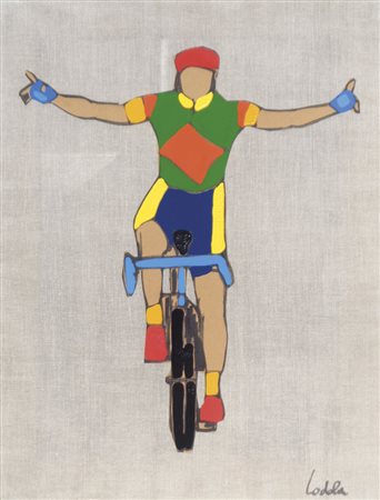Marco Lodola (Dono 1955) Ciclista, 2001;Acrilico su tela, 80 x 60 cm Firma e...