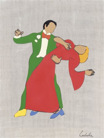 Marco Lodola (Dorno 1955) Coppia di ballerini, 2001;Acrilico su tela, 80 x 60...