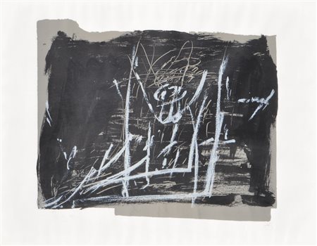 Antoni Tapies (Barcelona/Barcellona 1923 - 2012) Senza titolo;Litografia a 2...