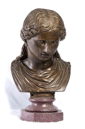 Busto italiano in gesso raffigurante volto di donna -  XX secolo
