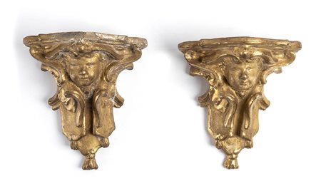 Coppia di mensole italiane  in gesso dorato - XIX secolo