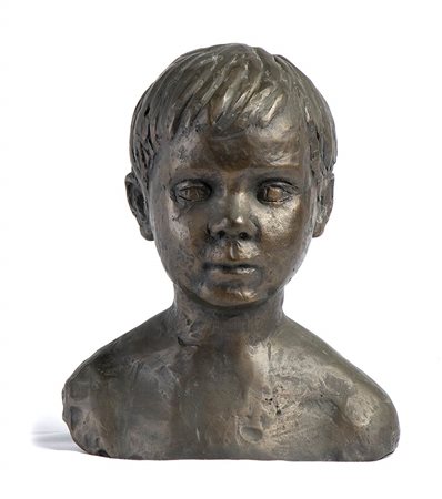 Busto italiano in bronzo raffigurante volto di fanciullo - XX secolo
