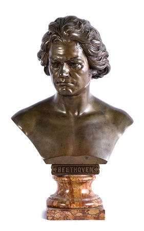 Busto francese in bronzo raffigurante Beethoven - XIX secolo