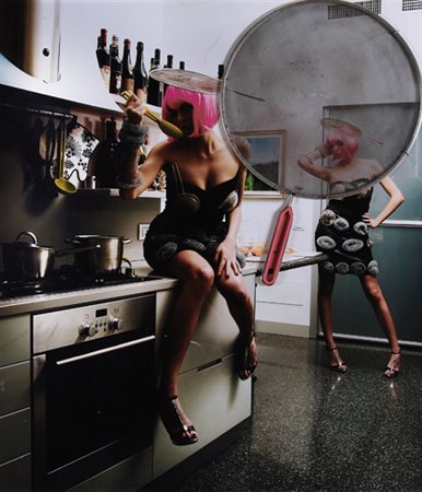 PAOLO VEGAS 04/06/1973 Cloning of Alessia in the kitchen, 2012 collage su...