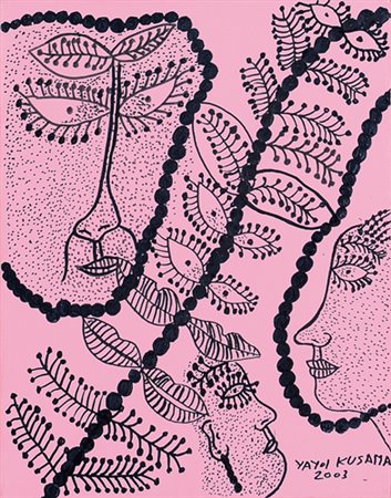 YAYOI KUSAMA 1929 Girls, 2003 acrilico su tela cm. 41x32, firma e anno in...