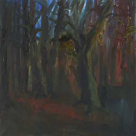 Rainer Fetting "Wald" 1987
olio su tela
cm 90x90
Firmato, titolato e datato 87 a