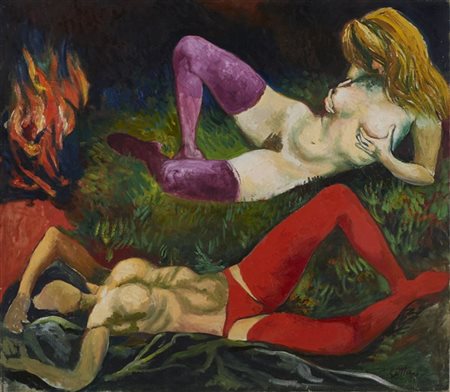 Renato Guttuso "Due nudi" 1981
olio su tela
cm 70x80
Firmato in basso a destra
F