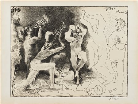 Pablo Picasso "La danse des faunes" 1957
litografia su carta Arches
foglio cm 47