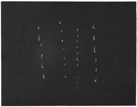 Lucio Fontana "Concetto spaziale" 1964
acquaforte con rilievo e buchi
cm 50x63,5