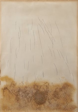 Antoni Tapies "Le crin" 1971
acquaforte a colori, collage, gauffrage
cm 89,5x63,