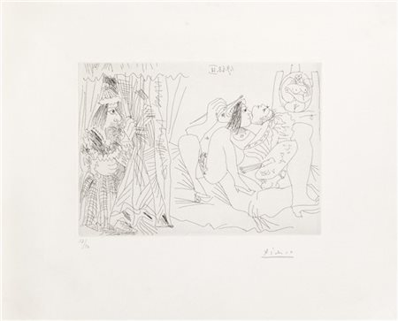 Pablo Picasso "Raphaël et la Fornarina IX (dalla Serie 347)" 1968
acquaforte
fog