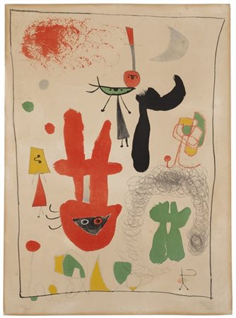 Joan Miró "Acrobate au jardin de nuit" 1948
litografia a colori su carta Arches