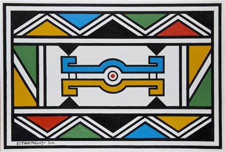 Esther Mahlangu "Ndebele Abstract" 2010
acrilico su tela
cm 106x156
Firmato e da