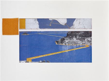 Christo "The Floating Piers, Project for Lake Iseo" 
litografia offset e tessuto