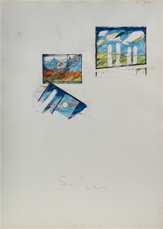 Mario Schifano "Senza titolo" 1977
tecnica mista e collage su carta
cm 100x70
Fi