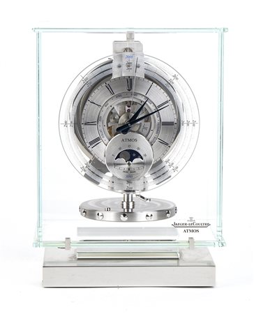 JAEGER-LECOULTRE: ATMOS DU MILLÉNAIRE orologio barometrico trasparente in acciaio inossidabile e vetro con calendario di 1000 anni e indicazione perpetua delle fasi lunari - 2005 circa