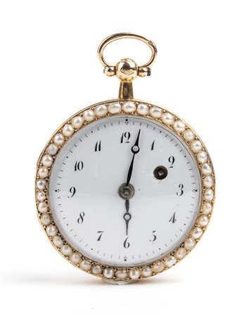 Orologio da tasca francese in oro e perle, inizio XIX secolo