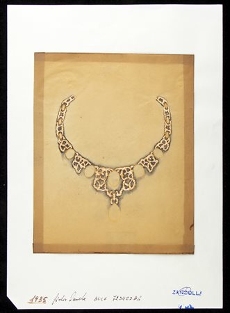 Progetto per collana -  anni '30, GIULIO ZANCOLLA  disegnatore ed orafo per BULGARI dal 1933 al 1940