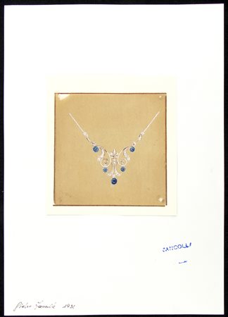 Progetto per girocollo - anni '30, GIULIO ZANCOLLA  disegnatore ed orafo per BULGARI dal 1933 al 1940