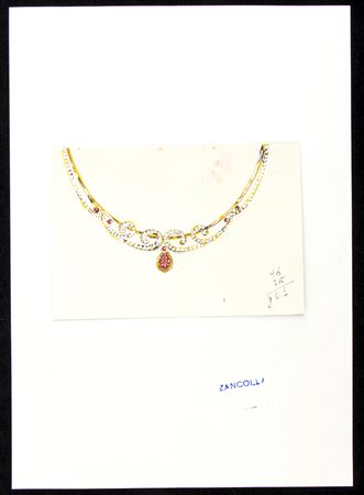 Progetto per collana - anni '60, GIULIO ZANCOLLA  disegnatore ed orafo per BULGARI dal 1933 al 1940