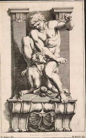GIUSEPPE MARIA MITELLI (1634-1718) DA ANNIBALE, AGOSTINO E LODOVICO CARRACCI : Quattro acqueforti dalla serie "L'Enea Vagante pitture dei Caracci"