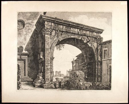 LUIGI ROSSINI (1790-1857): Veduta dell'Arco di Gallieno nella Via Tiburtina