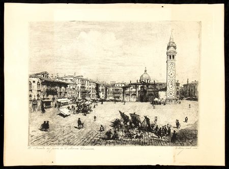 EMANUELE BRUGNOLI (1859-1944) : Mercato del pesce in S. Maria Formosa a Venezia, c. 1912