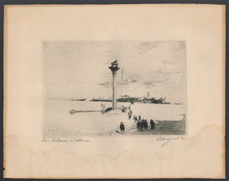 EMANUELE BRUGNOLI (1859-1944) : Ore 9 a Piazza San Marco' e 'Colonna S. Marco'