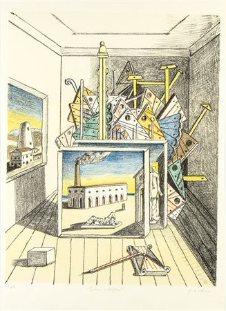 GIORGIO DE CHIRICO (VOLO, 1888 - ROMA, 1978): Interno metafisico 