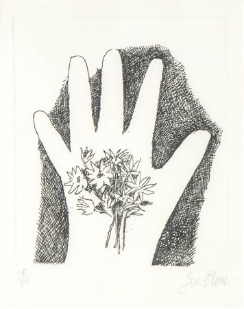 FRANCO GENTILINI (FEANZA, 1909 - ROMA, 1981): Mano con fiori