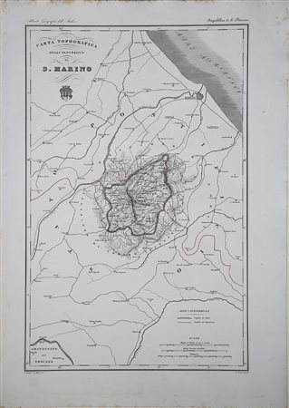 ATTILIO ZUCCAGNI ORLANDINI (1784 - 1872): Carta Topografica della Repubblica di S. Marino