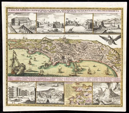 JOHANN BAPTIST HOMANN (1664 -1724) :  Urbis Neapolis cum praecipuis ejus aedificiis…, 1727